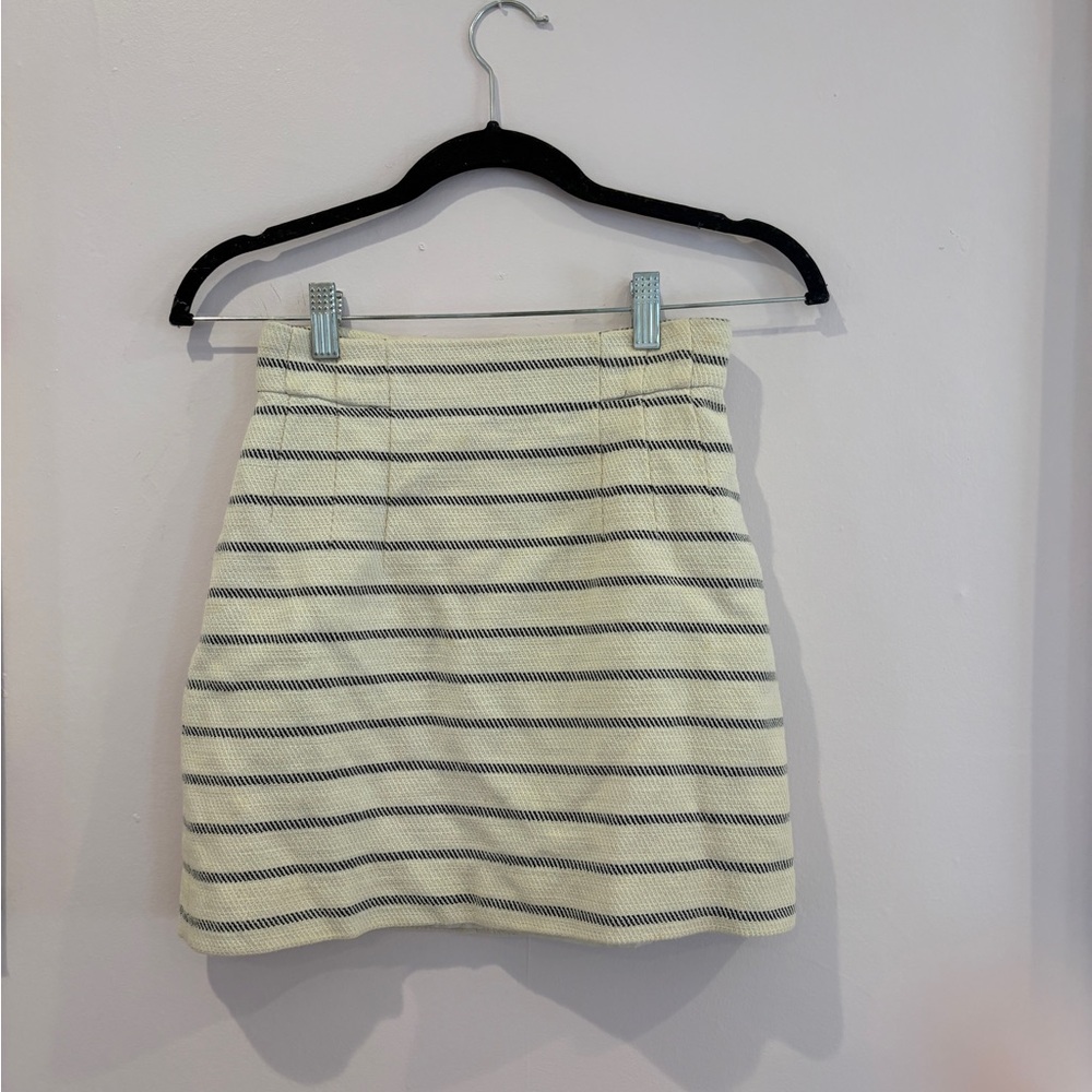H&M Cream and Black Striped Mini Skirt